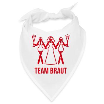 Team Braut (JGA Polterabend Sekt 3er / Red) - Bandana - Weiß - Vorne