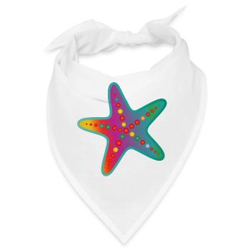 Bunter Seestern | Modernes Meeresmotiv  - Bandana - Weiß - Vorne