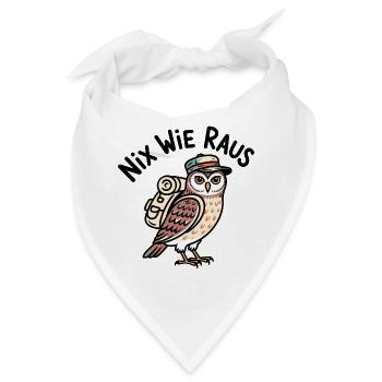 Eule mit Rucksack - Bandana - Weiß - Vorne