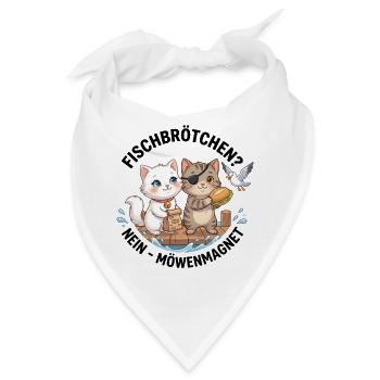 Katzen Fischbrötchen Möwenmagnet - Bandana - Weiß - Vorne