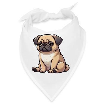 Mops Möpse Mopsbesitzer Mopsliebhaber Mopshalter - Bandana - Weiß - Vorne