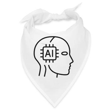 KI-Neuronales Netzwerk Gehirnlinien-Symbol - Bandana - Weiß - Vorne