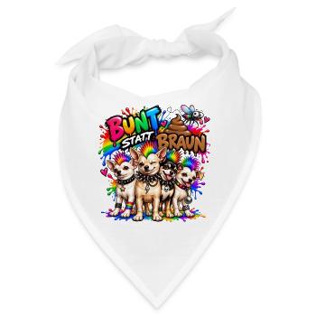 Bunt statt braun - Chihuahua Gang - Regenbogen - Bandana - Weiß - Vorne