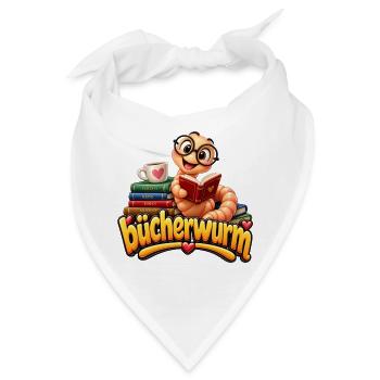 Bücherwurm im Bücheruniversum - Bandana - Weiß - Vorne