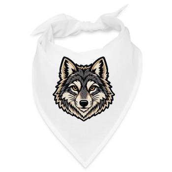 Wolfskopf im Patch-Look  - Bandana - Weiß - Vorne