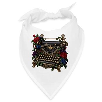 Antike Schreibmaschine mit Rosen - Bandana - Weiß - Vorne