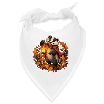Dachs mit leuchtender Pilzlaterne - Bandana - Weiß - Vorne