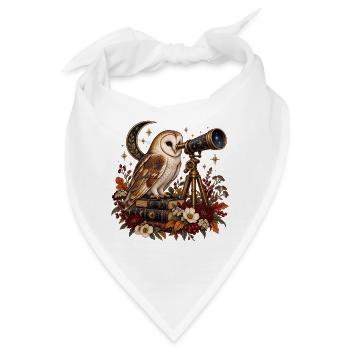 Schleiereule beobachtet die Sterne - Bandana - Weiß - Vorne