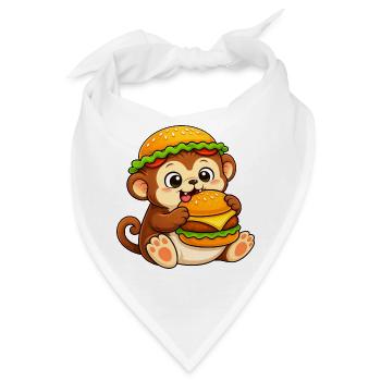Schimpanse mit Cheeseburger Fast Food - Bandana - Weiß - Vorne