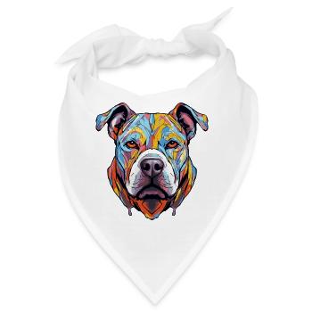 Hund Kopf Geometrisch Farbenfroh - Bandana - Weiß - Vorne