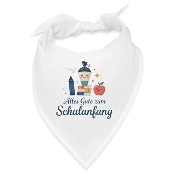 Schulanfang: Lächelnde Schulutensilien - Bandana - Weiß - Vorne