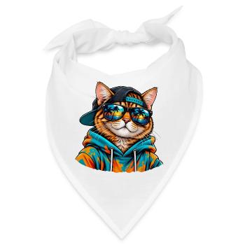 Cool Cat mit Sonnenbrille – tropische Sommerstimmung - Bandana - Weiß - Vorne