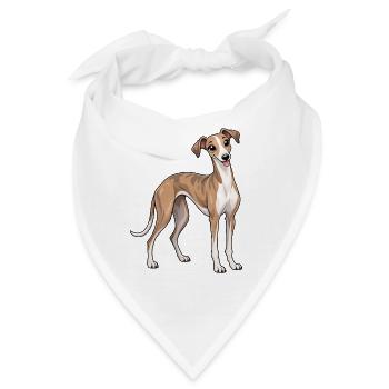 Greyhound Kawaii Style – Süßer Windhund - Bandana - Weiß - Vorne