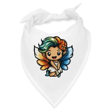 Flügelzauber Fee in Regenbogenfarben - Bandana - Weiß - Vorne
