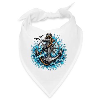 Gezeitenanker mit tosenden Wellen - Bandana - Weiß - Vorne
