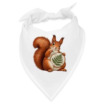 Eichhörnchen stickt einen Farn - Bandana - Weiß - Vorne