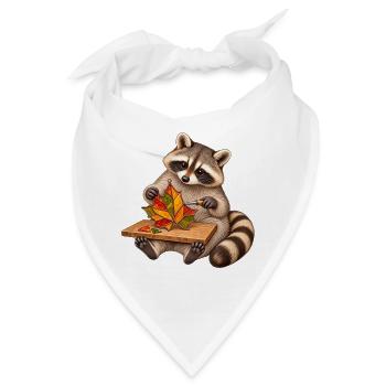 Waschbär baut einen Glas-Blattanhänger - Bandana - Weiß - Vorne