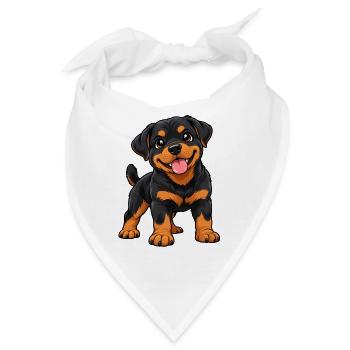 Rottweiler Kawaii Style – Süßer Hund - Bandana - Weiß - Vorne