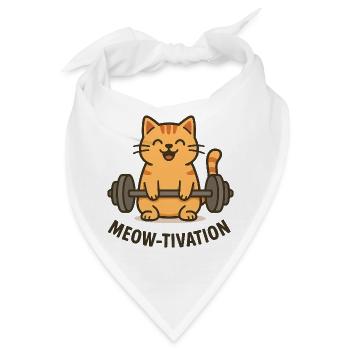 Meow-tivation – Katze beim Gewichtheben - Bandana - Weiß - Vorne