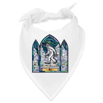 Buntglas-Yeti in Schneelandschaft - Bandana - Weiß - Vorne