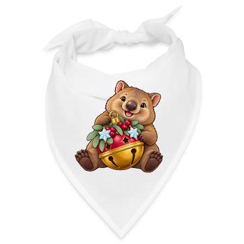 Wombat mit fröhlicher Beerenglocke - Bandana - Weiß - Vorne
