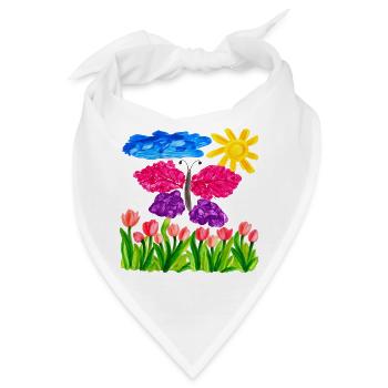 Farbenfroher Schmetterlingsgarten – Sonnenschein & Tulpen - Bandana - Weiß - Vorne