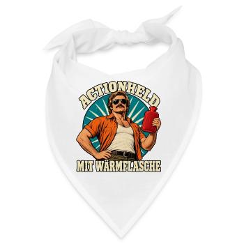 Actionheld mit Wärmflasche - Bandana - Weiß - Vorne