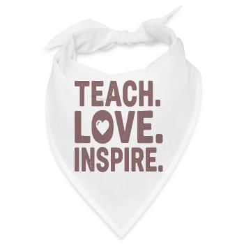 Teach Love Inspire Heart Typo Design - Bandana - Weiß - Vorne
