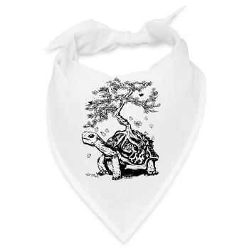 Schildkröte mit einem Bonsai auf dem Rückenpanzer - Bandana - Weiß - Vorne