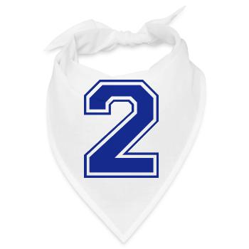 2 - Nummer - Zahl - Bandana - Weiß - Vorne