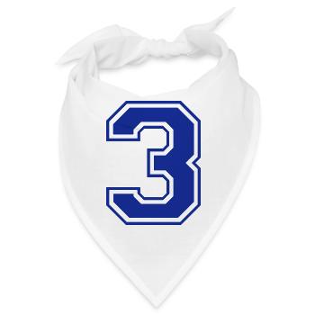 3 - Nummer - Zahl - Bandana - Weiß - Vorne
