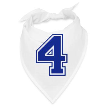 4 - Nummer - Zahl - Bandana - Weiß - Vorne