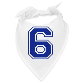 6 - Nummer - Zahl - Bandana - Weiß - Vorne