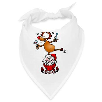 Ein Rentier ist mit einem Drink auf den Weihnachts - Bandana - Weiß - Vorne
