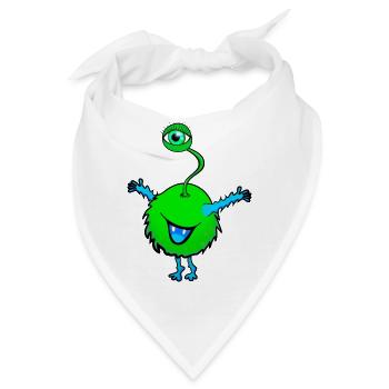 Monster grün mit einem Auge - Bandana - Weiß - Vorne