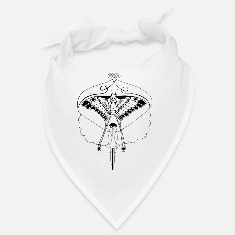 Papillon et oiseau noir Illustré Bandana