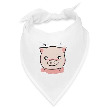 Schwein Ferkel - Bandana - Weiß - Vorne