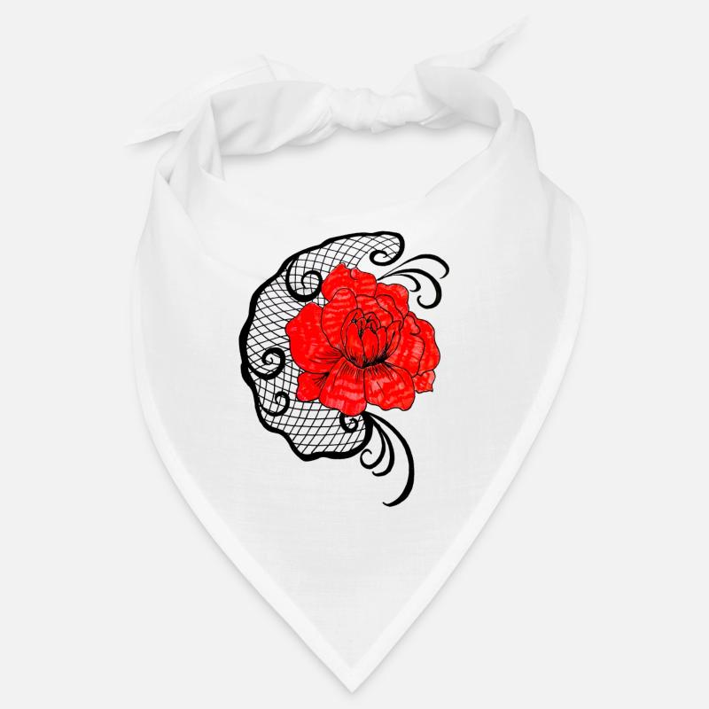 Red flower in net pattern Bandana