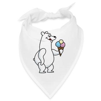 Eisbär Eiskrem Eiscreme Kugeleis Winter - Bandana - Weiß - Vorne