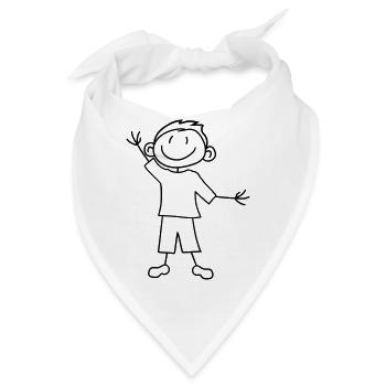 begruessen winken familie gemalt kind kritzel comi - Bandana - Weiß - Vorne