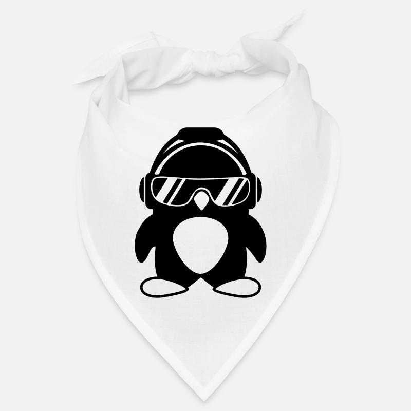 Pinguin mit Kopfhörer - Bandana - Weiß