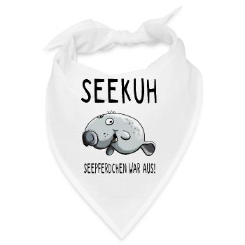 Fröhliche Seekuh - Seekühe - Sirenia - Comic - Bandana - Weiß - Vorne