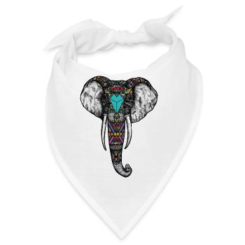 Indischer Elefant - Bandana - Weiß - Vorne