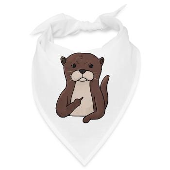 Mürrischer Otter mit Mittelfinger - Bandana - Weiß - Vorne