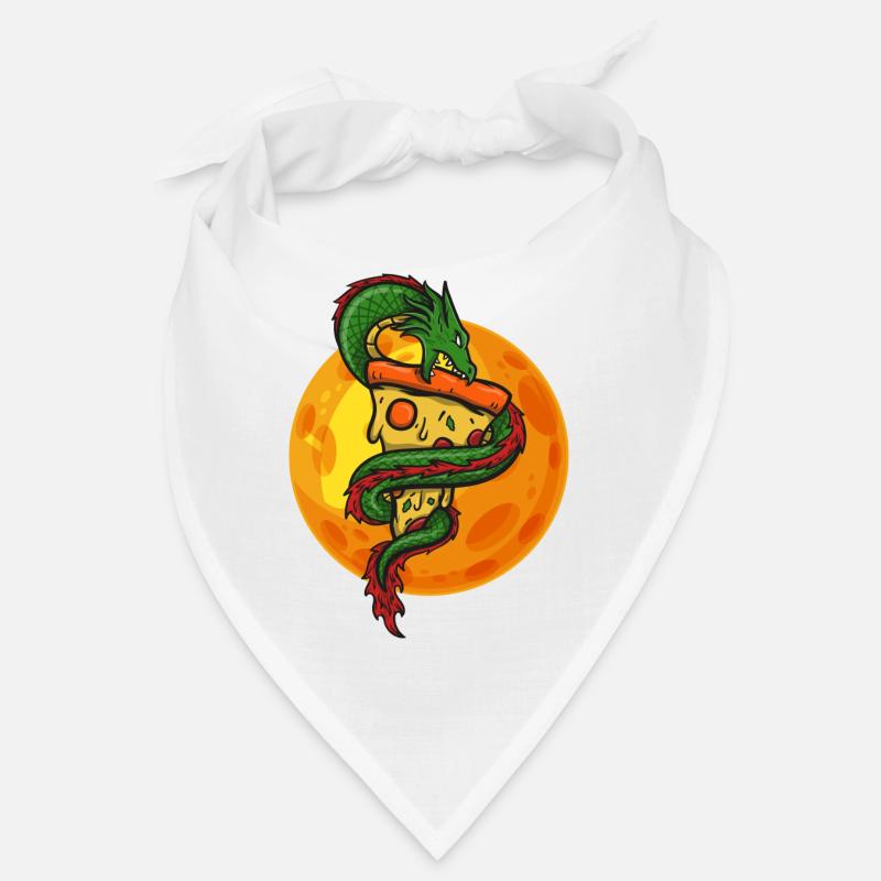 Drache mit Pizza , Mond, Geschenk, Geschenkidee Bandana