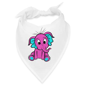 Rosa Elefant - Bandana - Weiß - Vorne