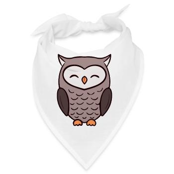 Eule Eulen - Bandana - Weiß - Vorne