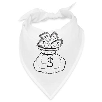Geldsack Moneten Scheine - Bandana - Weiß - Vorne