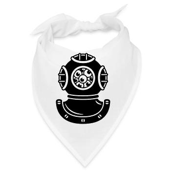 Taucherhelm mit Kreatur-Augen - Bandana - Weiß - Vorne