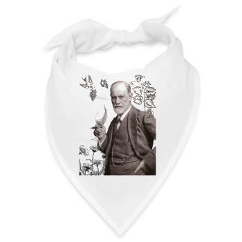 Sigmund Freud mit Weinglas und Weinreben - Bandana - Weiß - Vorne
